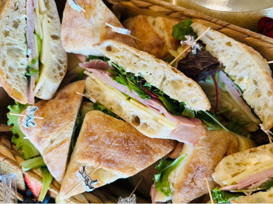 Ham and Swiss ciabatta sandwich