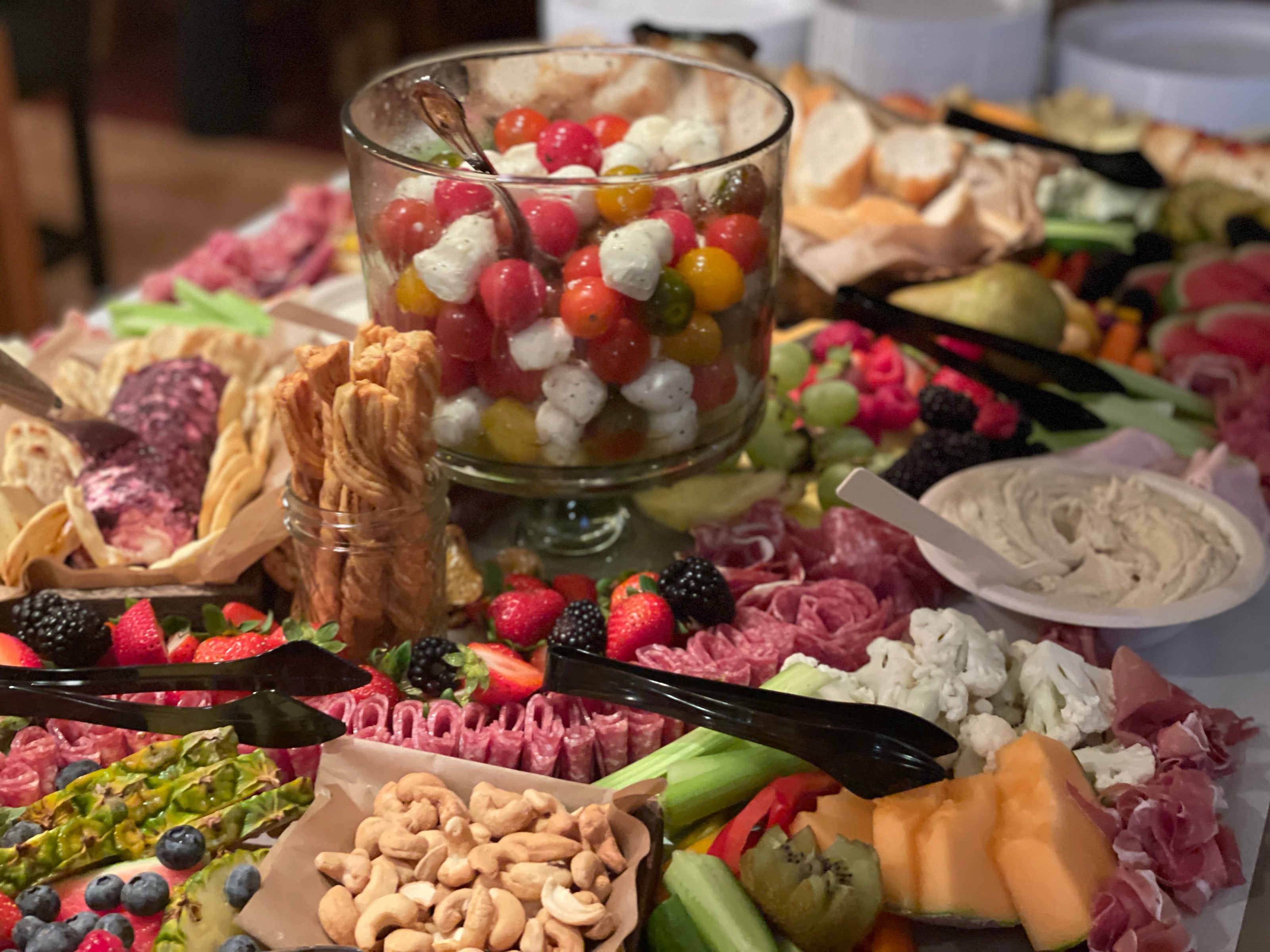 charcuterie board and grazing table